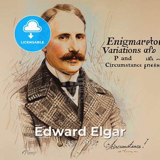 Edward Elgar, 1857 - 1934, British composer - A Man With A Mustache Print Template