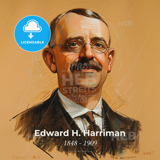 Edward H. Harriman, 1848 - 1909, American railway executive - A Man With A Mustache Wearing Glasses Print Template