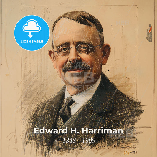 Edward H. Harriman, 1848 - 1909, American railway executive - A Man With A Mustache Wearing Glasses Print Template