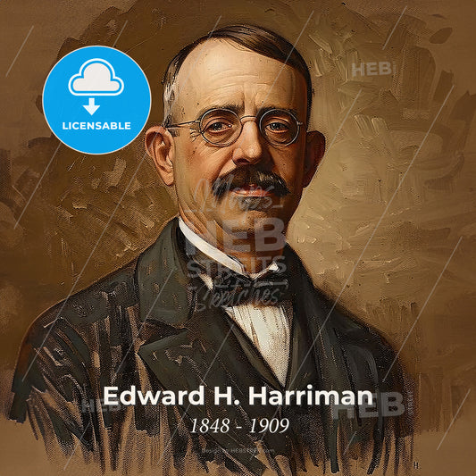 Edward H. Harriman, 1848 - 1909, American railway executive - A Man With A Mustache Wearing A Suit And Glasses Print Template