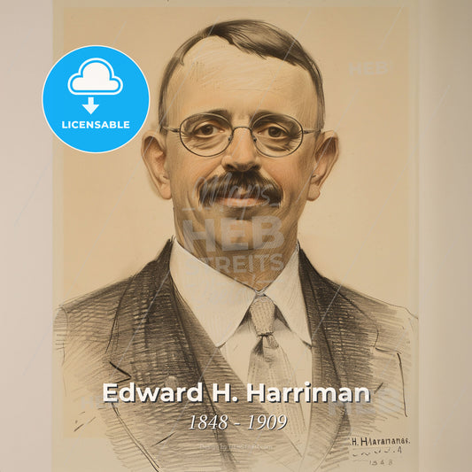 Edward H. Harriman, 1848 - 1909, American railway executive - A Man With A Mustache Wearing Glasses Print Template