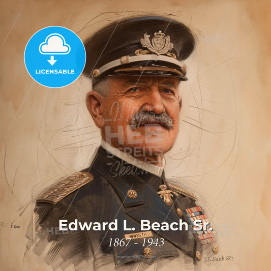 Edward L. Beach Sr., 1867 - 1943, American Rear Admiral - A Man In A Military Uniform Print Template