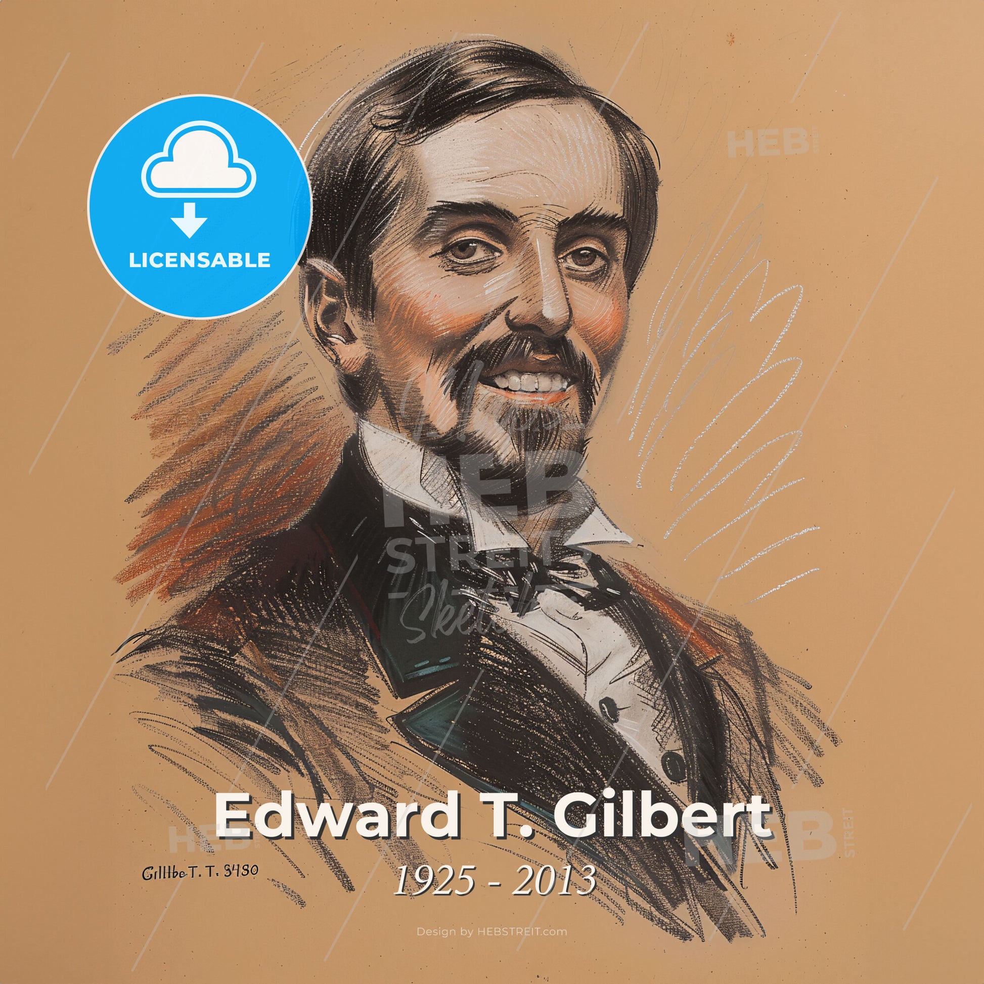 Edward T. Gilbert, 1925 - 2013, American anesthesiologist - A Drawing Of A Man Print Template