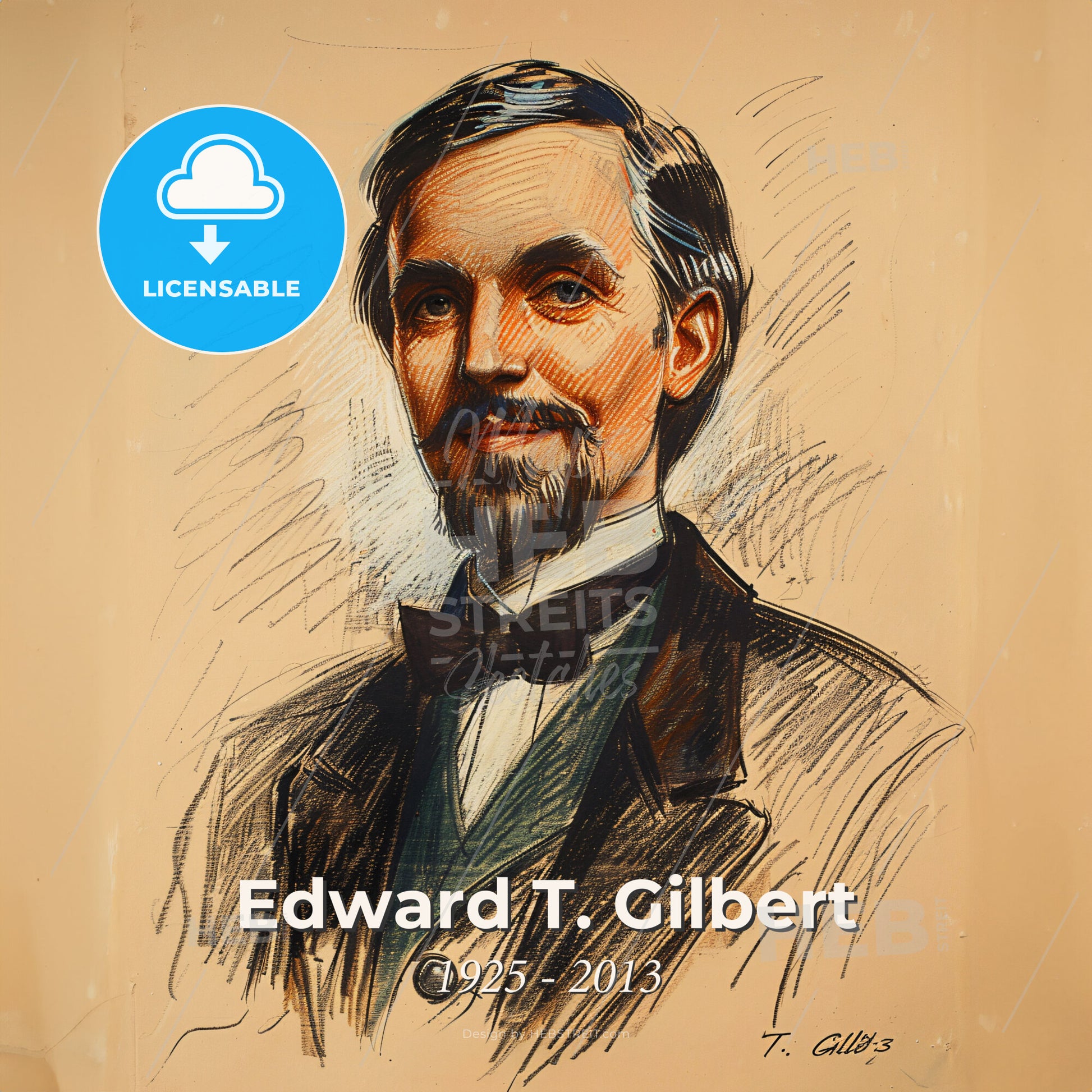 Edward T. Gilbert, 1925 - 2013, American anesthesiologist - A Drawing Of A Man Print Template