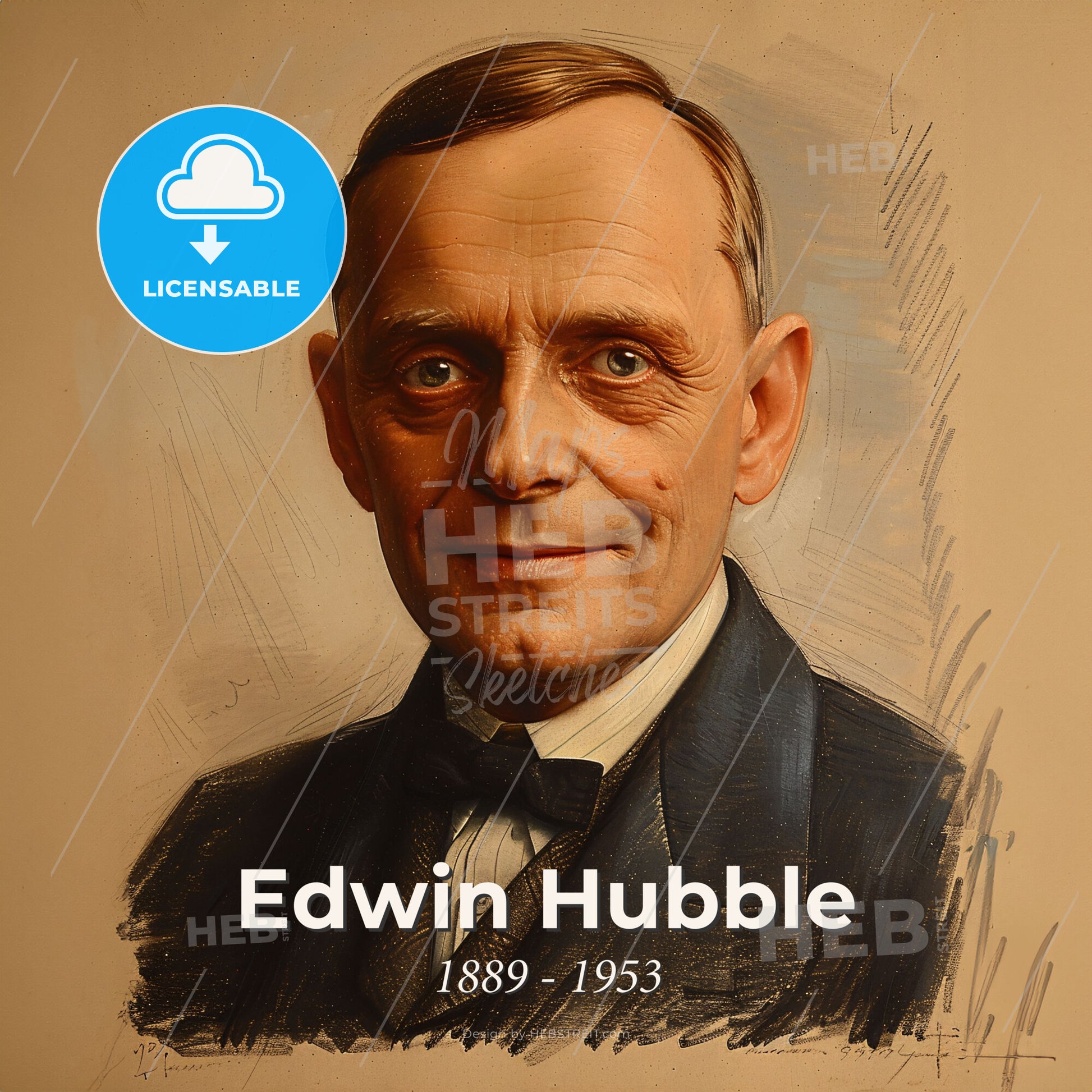 Edwin Hubble, 1889 - 1953, American astronomer - A Man In A Suit Print Template
