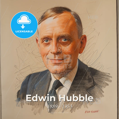 Edwin Hubble, 1889 - 1953, American astronomer - A Portrait Of A Man Print Template
