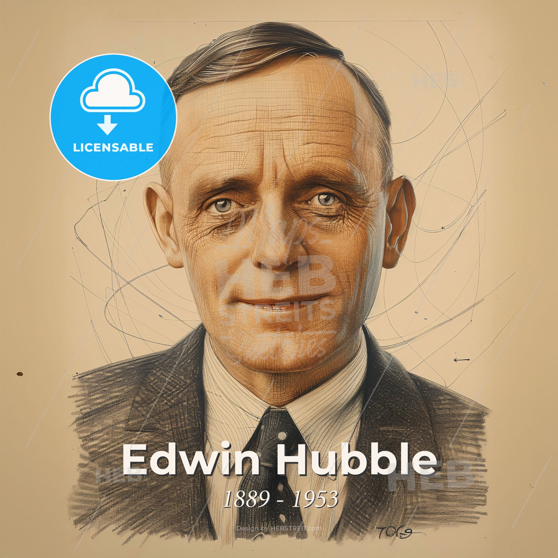 Edwin Hubble, 1889 - 1953, American astronomer - A Man In A Suit And Tie Print Template