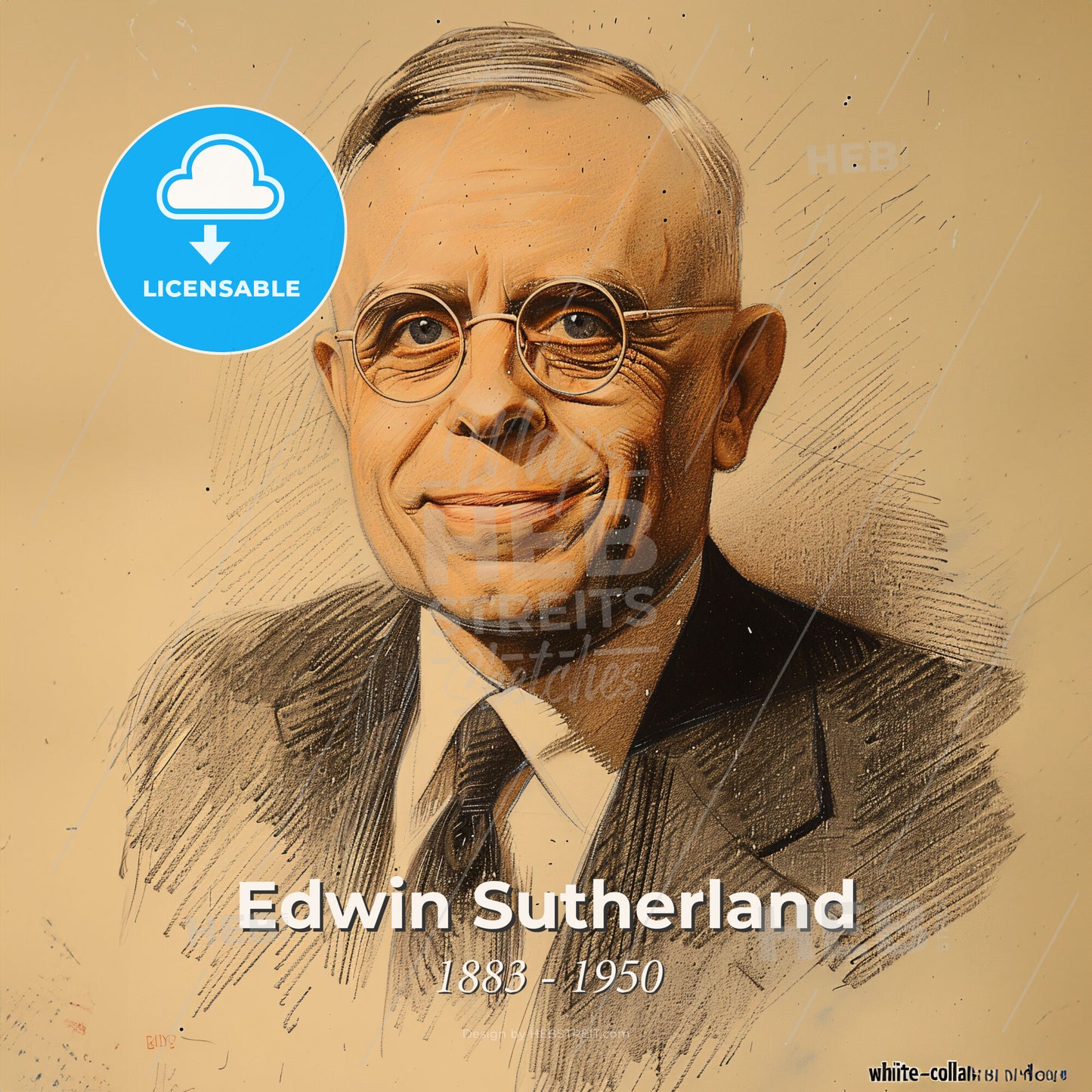 Edwin Sutherland, 1883 - 1950, American sociologist and criminologist - A Man Wearing Glasses And A Suit Print Template