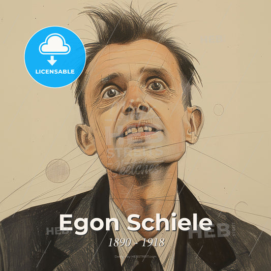 Egon Schiele, 1890 - 1918, Austrian painter - A Man In A Suit And Tie Print Template