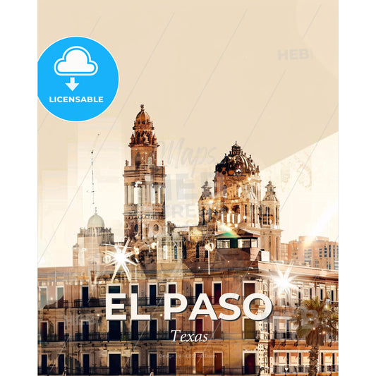 El Paso Skyline Cityscape Poster Art - A building with a large building with a large building with a large building with a large building with a large building with a large building with a large building with a large building with a large building with - Square format print template