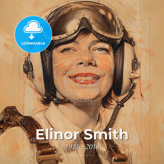 Elinor Smith, 1911 - 2010, American aviator - A Woman Wearing A Helmet And Goggles Print Template