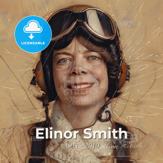Elinor Smith, 1911 - 2010, American aviator - A Woman Wearing A Pilot's Helmet Print Template