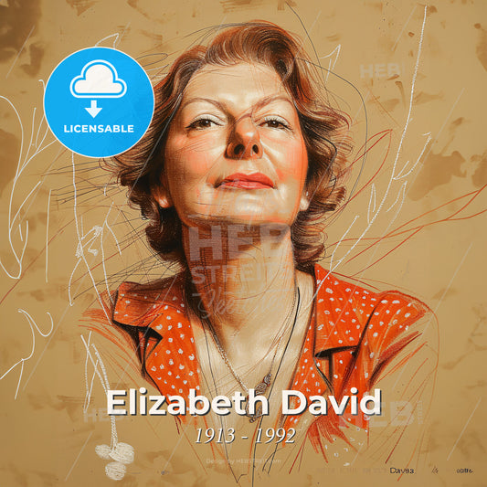 Elizabeth David, 1913 - 1992, British food writer - A Woman With Red Hair And A Necklace Print Template