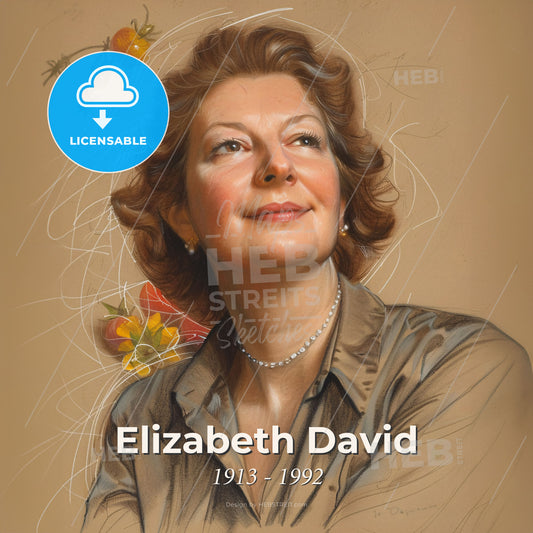 Elizabeth David, 1913 - 1992, British food writer - A Woman With A Pearl Necklace Print Template