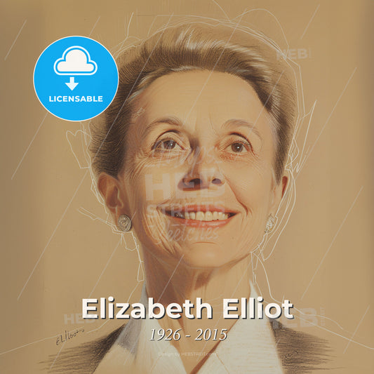 Elizabeth Elliot, 1926 - 2015, American missionary and author - A Woman Smiling With A White Shirt And Earrings Print Template