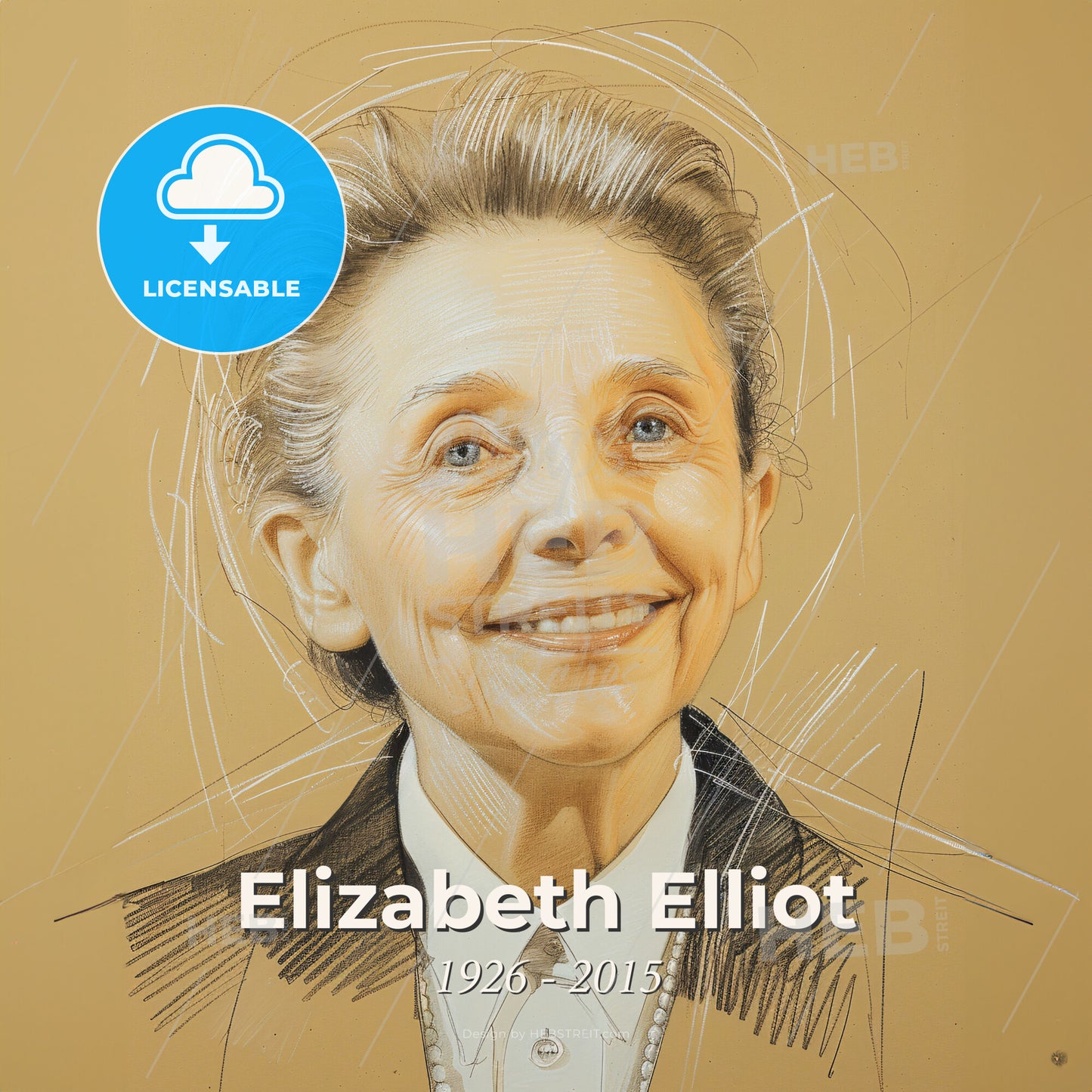 Elizabeth Elliot, 1926 - 2015, American missionary and author - A Drawing Of A Woman Print Template