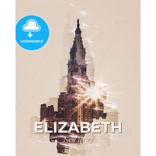 Elizabeth City Skyline Double Exposure Art - A double exposure of a city - Square format print template