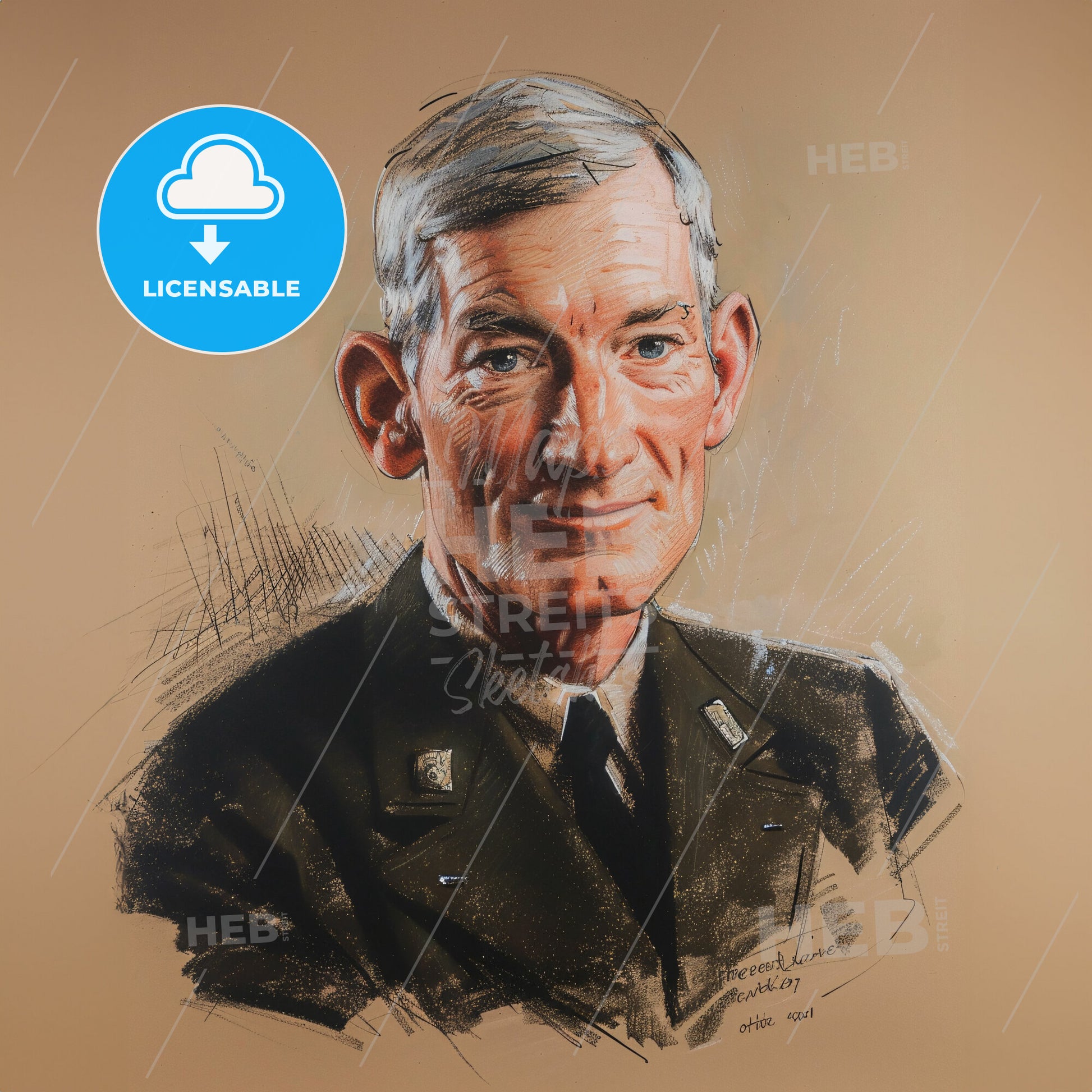 Elliott Cutler, 1888 - 1947, American cardiac surgeon - A Drawing Of A Man In A Military Uniform