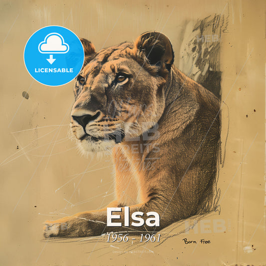 Elsa, 1956 - 1961, Lioness - A Drawing Of A Lion Print Template