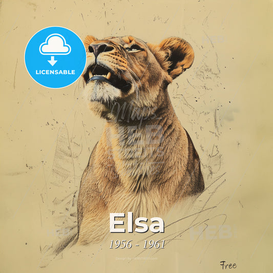 Elsa, 1956 - 1961, Lioness - A Drawing Of A Lion Print Template