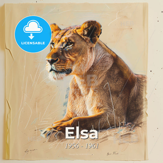 Elsa, 1956 - 1961, Lioness - A Drawing Of A Lion Print Template