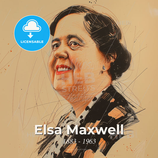 Elsa Maxwell, 1883 - 1963, American gossip columnist and hostess - A Woman Smiling With A Black And White Shirt Print Template