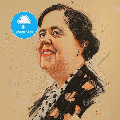 Elsa Maxwell, 1883 - 1963, American gossip columnist and hostess - A Woman Smiling With A Black And White Shirt