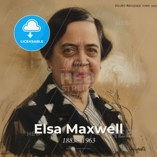 Elsa Maxwell, 1883 - 1963, American gossip columnist and hostess - A Woman In A Black And White Jacket Print Template