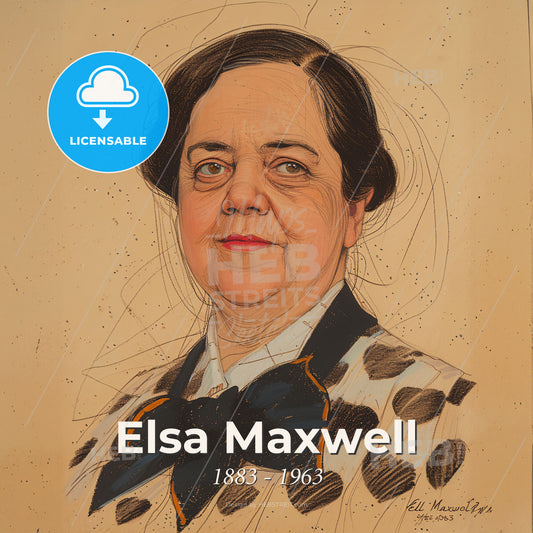Elsa Maxwell, 1883 - 1963, American gossip columnist and hostess - A Painting Of A Woman Print Template