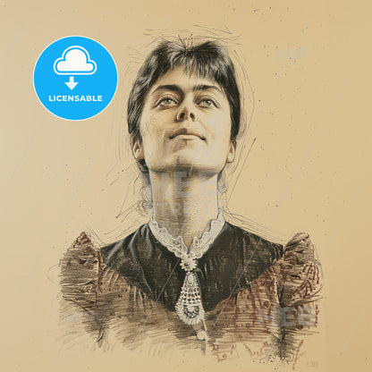 Else Lasker-Schüler, 1869 - 1945, German poet - A Drawing Of A Woman Looking Up