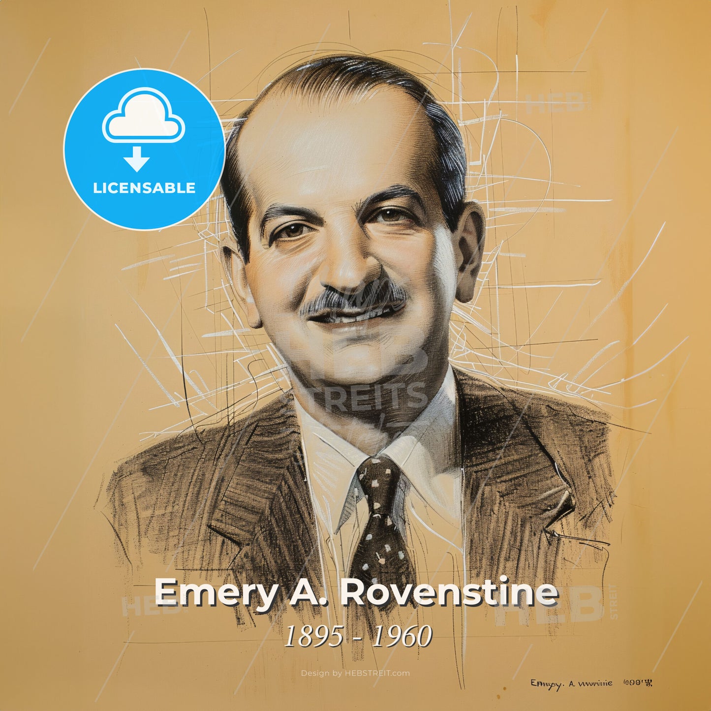 Emery A. Rovenstine, 1895 - 1960, American anesthesiologist - A Drawing Of A Man Print Template