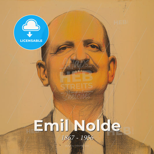 Emil Nolde, 1867 - 1956, German painter and printmaker - A Man With A Mustache Print Template