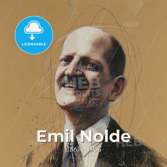 Emil Nolde, 1867 - 1956, German painter and printmaker - A Man With A Mustache Smiling Print Template