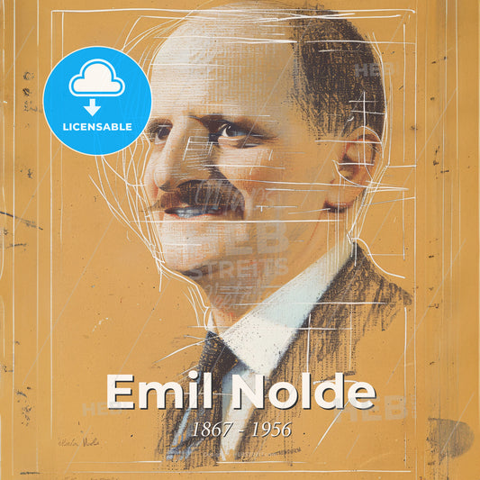 Emil Nolde, 1867 - 1956, German painter and printmaker - A Drawing Of A Man With A Mustache Print Template