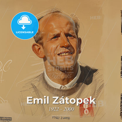 Emil Zátopek, 1922 - 2000, Czech long-distance runner - A Man With A Brown Sweater Print Template