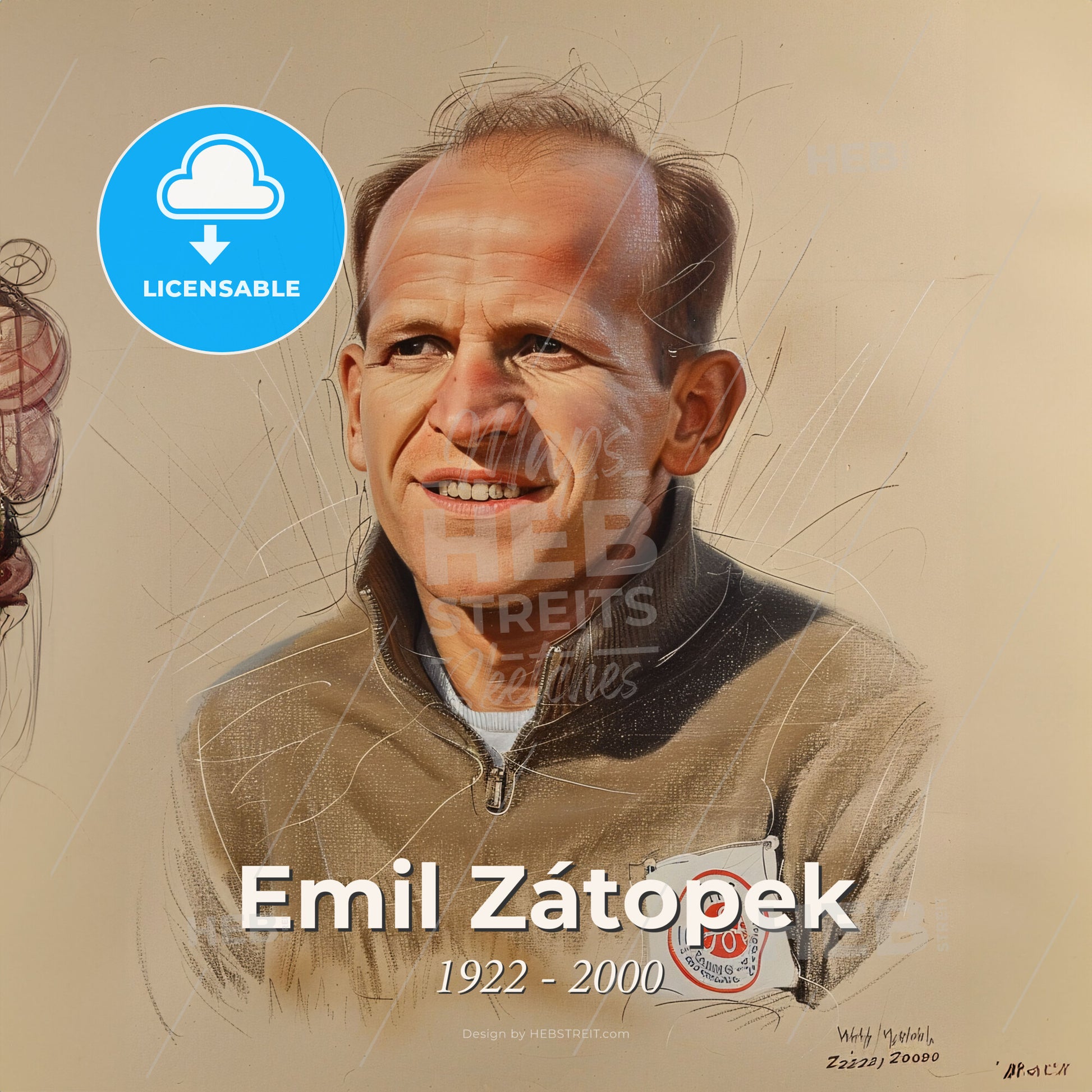 Emil Zátopek, 1922 - 2000, Czech long-distance runner - A Man In A Brown Jacket Print Template