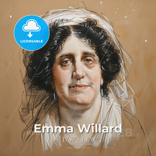 Emma Willard, 1787 - 1870, American educator - A Drawing Of A Woman Print Template