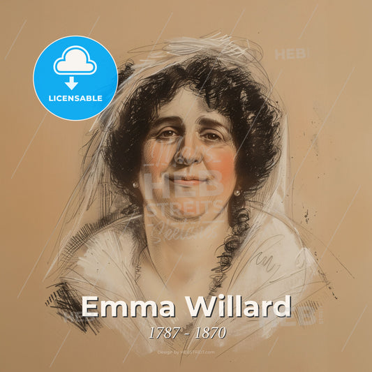 Emma Willard, 1787 - 1870, American educator - A Drawing Of A Woman Print Template
