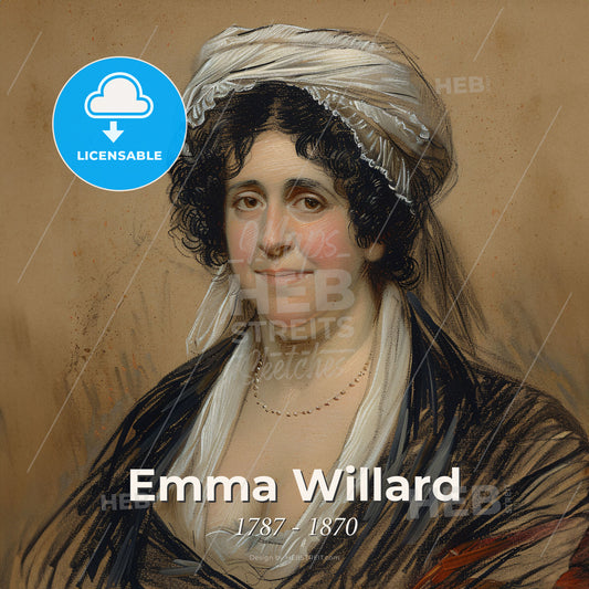 Emma Willard, 1787 - 1870, American educator - A Woman Wearing A White Scarf Print Template