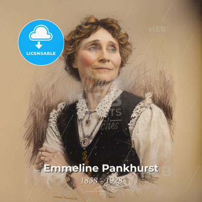 Emmeline Pankhurst, 1858 - 1928, British suffragette - A Woman With Her Arms Crossed Print Template