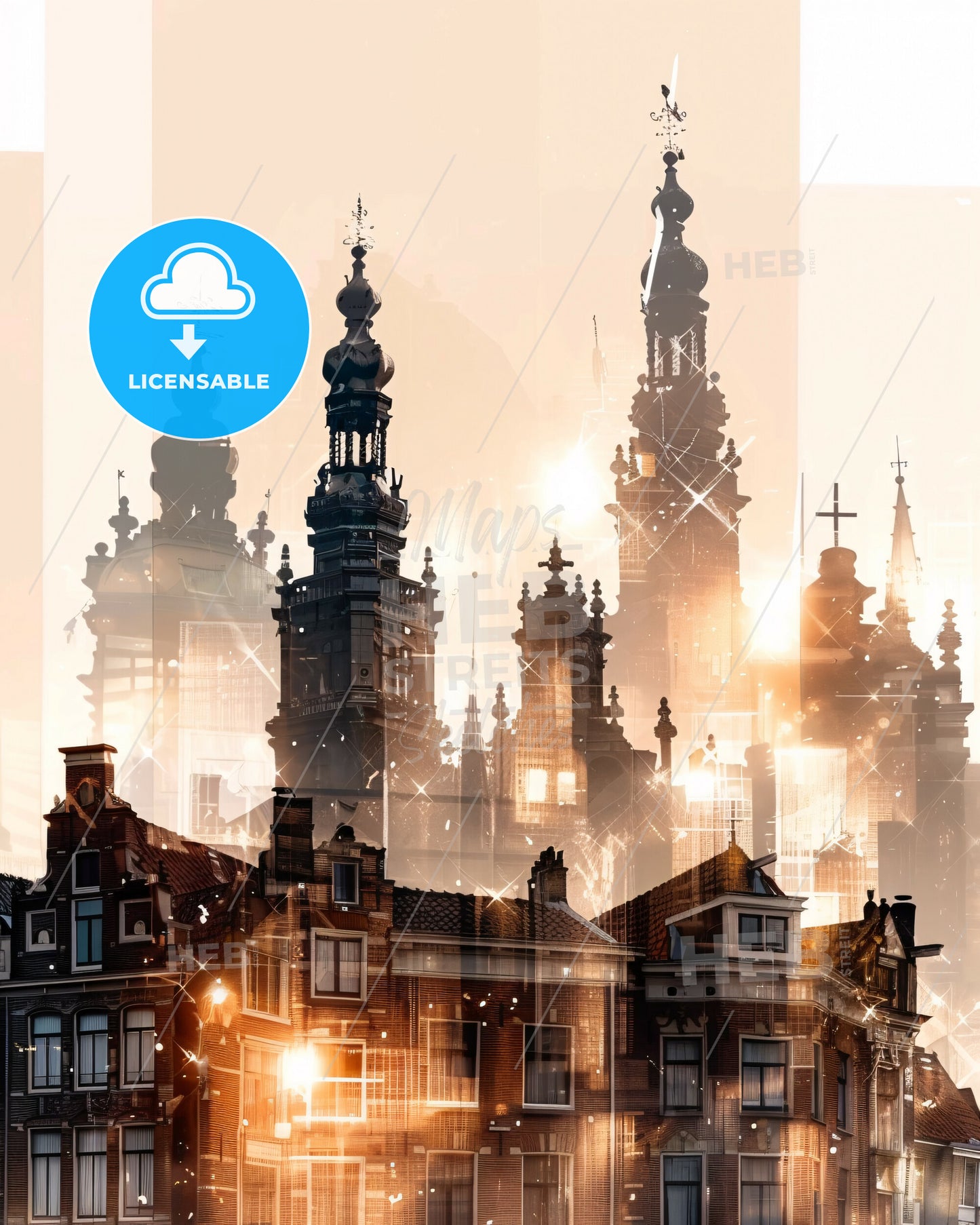 Emmen City Dream Silhouette Poster - A city skyline with many buildings