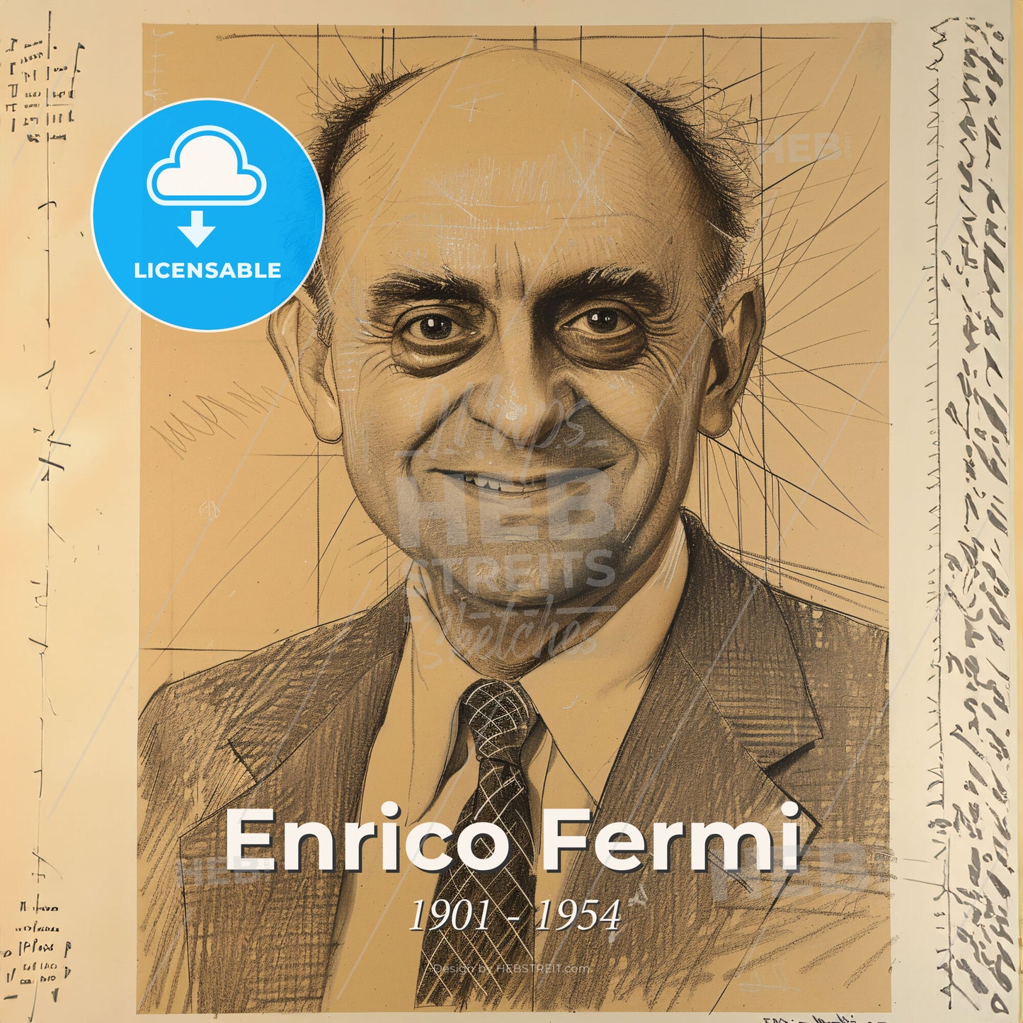 Enrico Fermi, 1901 - 1954, Italian-American physicist - A Man In A Suit And Tie Print Template