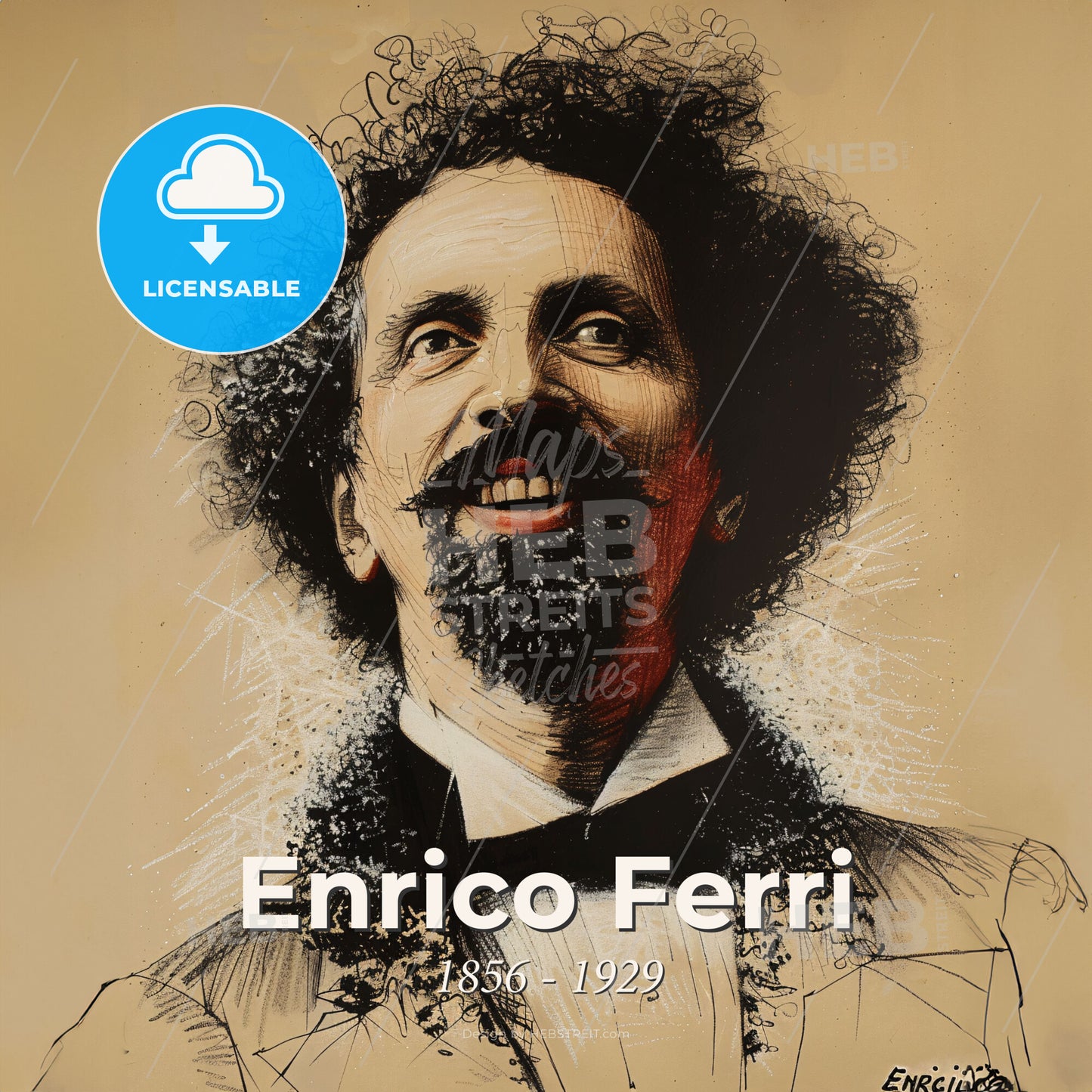 Enrico Ferri, 1856 - 1929, Italian criminologist - A Man With A Beard And Mustache Print Template