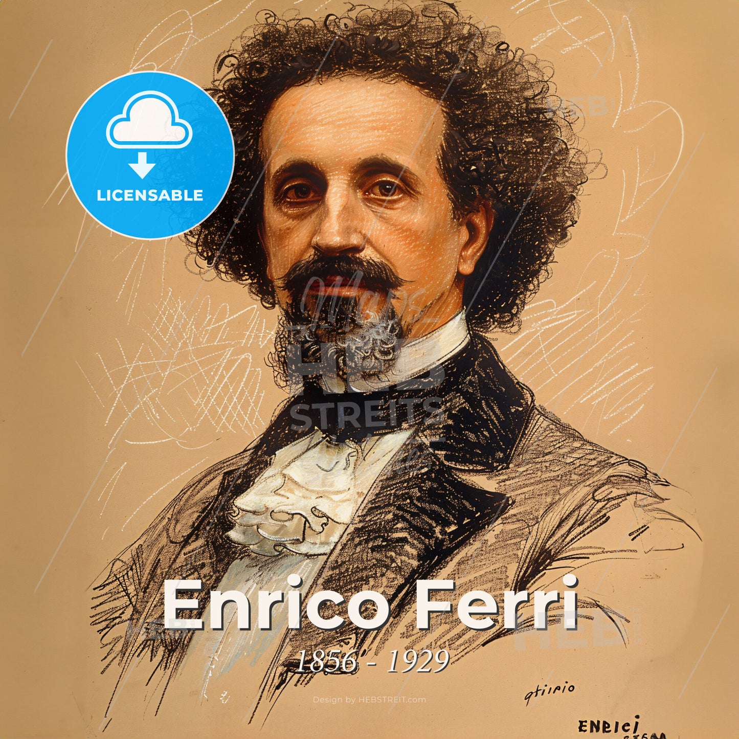 Enrico Ferri, 1856 - 1929, Italian criminologist - A Man With A Beard And Mustache Print Template