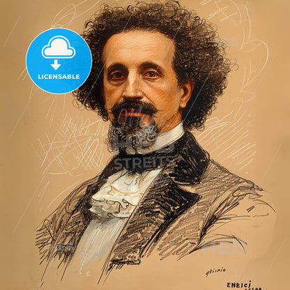 Enrico Ferri, 1856 - 1929, Italian criminologist - A Man With A Beard And Mustache