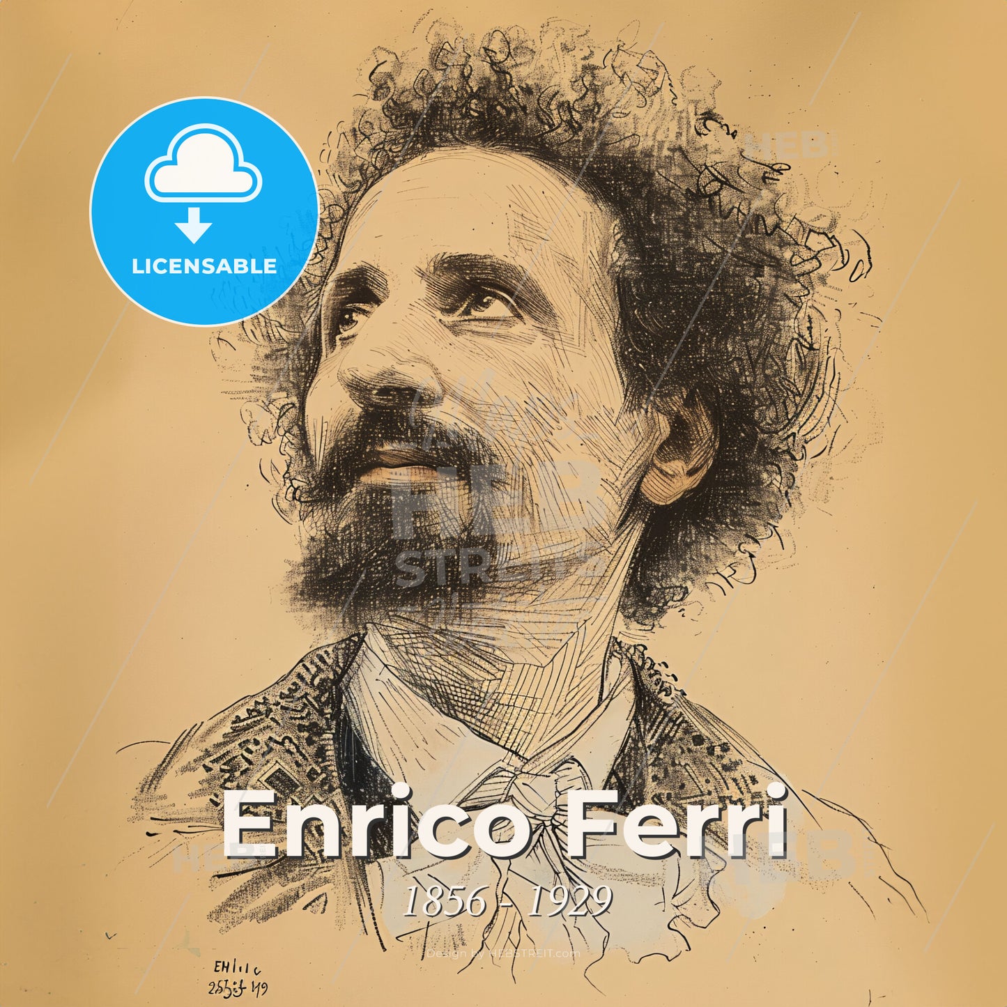 Enrico Ferri, 1856 - 1929, Italian criminologist - A Drawing Of A Man With A Beard Print Template