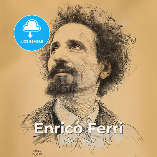 Enrico Ferri, 1856 - 1929, Italian criminologist - A Drawing Of A Man With A Beard Print Template