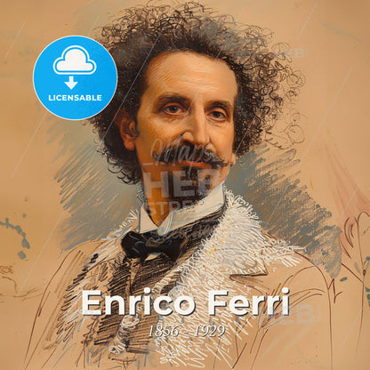 Enrico Ferri, 1856 - 1929, Italian criminologist - A Man With A Mustache And Curly Hair Print Template