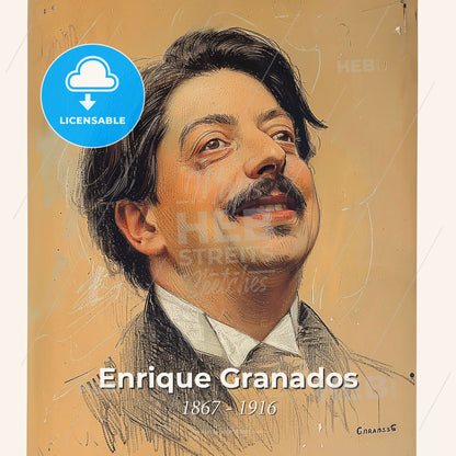 Enrique Granados, 1867 - 1916, Spanish composer - A Portrait Of A Man Print Template