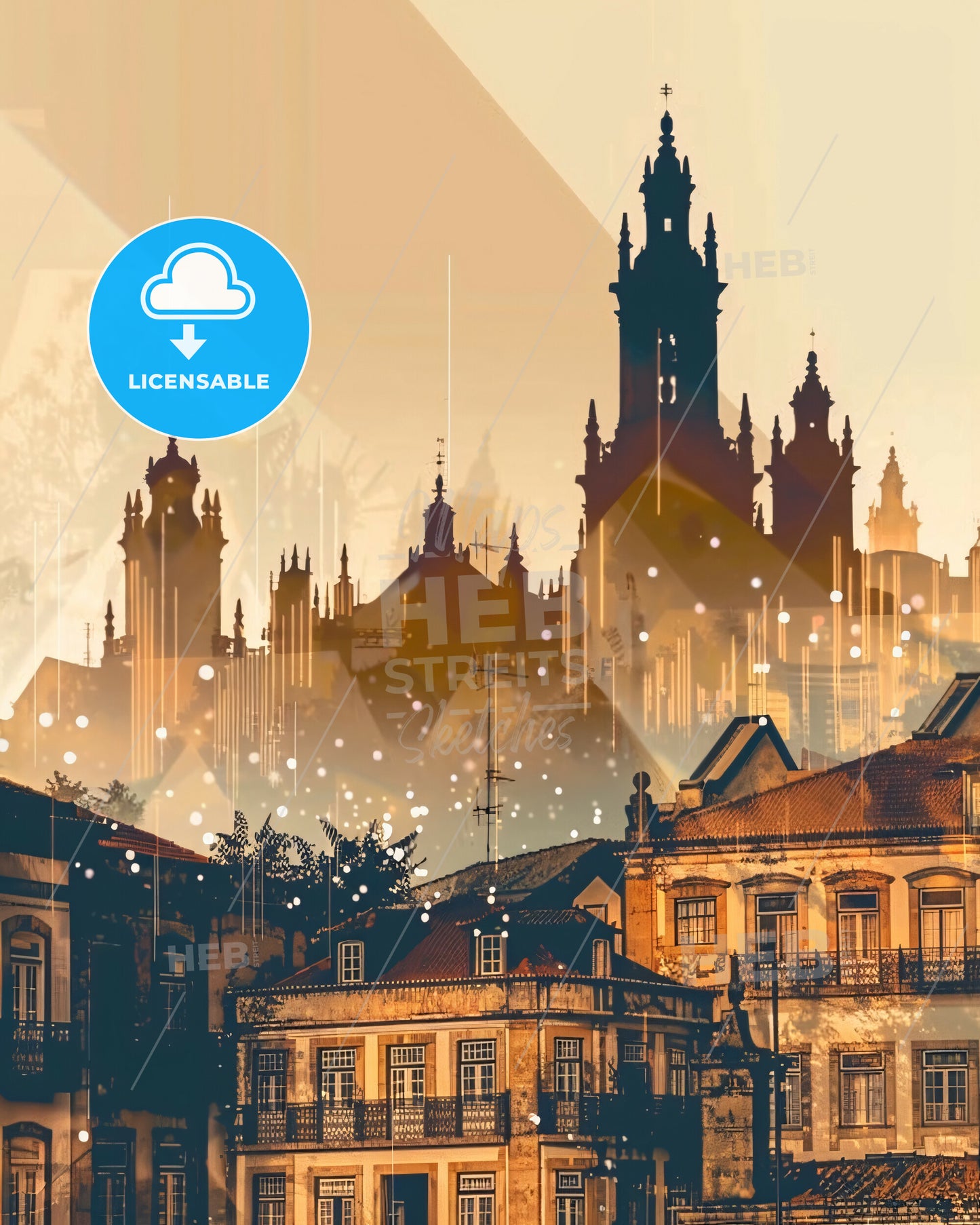 Entroncamento Skyline Iconic Architecture Poster - A city with buildings and trees